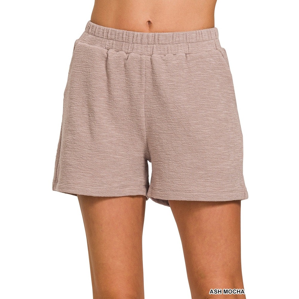 Zenana Cotton Slub Short Pants Womens Small Ash Mocha NWT